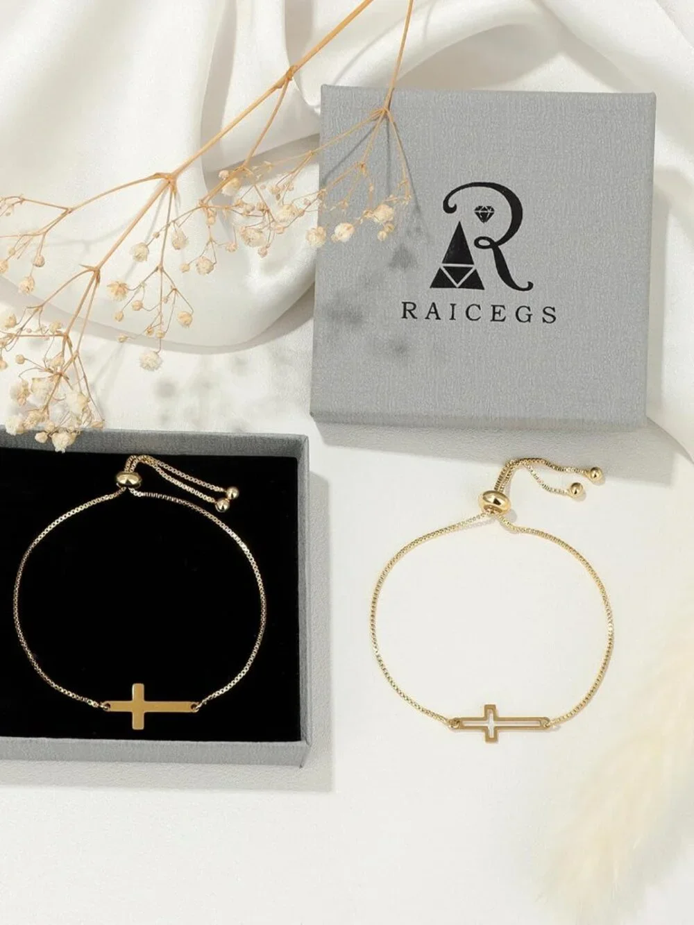 18K Gold BFF Friendship Bracelet Matching Butterfly Cross Charms Bracelet Set fo